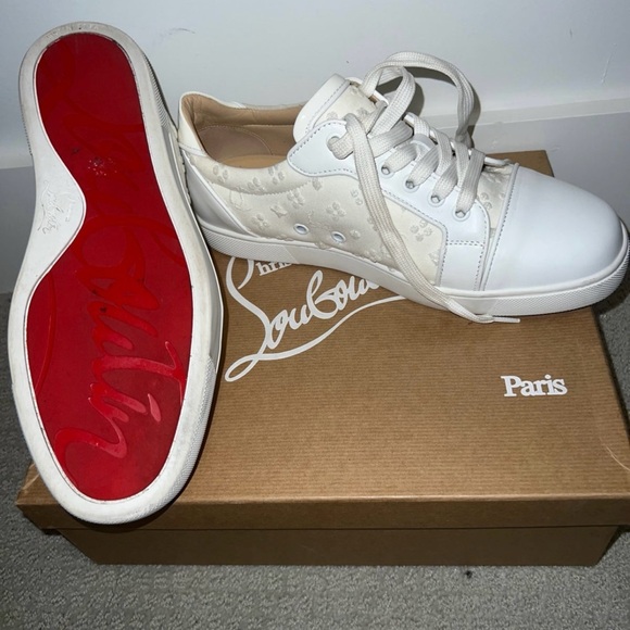 Christian Louboutin White Sneakers with Signature Red Soles - Picture 1 of 3